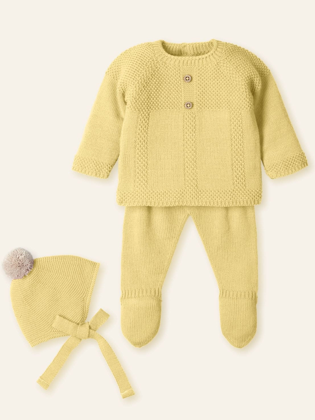 NEWBORN LONG BUTTON SET 3PC (3 Colores)