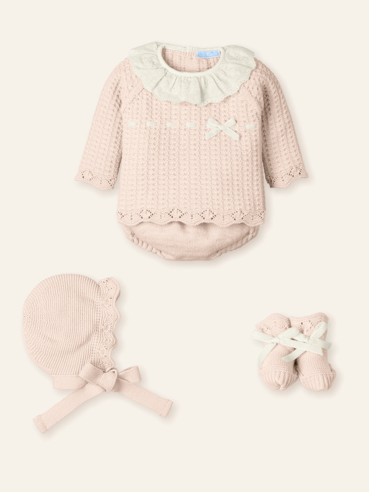 NEWBORN COLLAR AND LACE SHORT 4PC