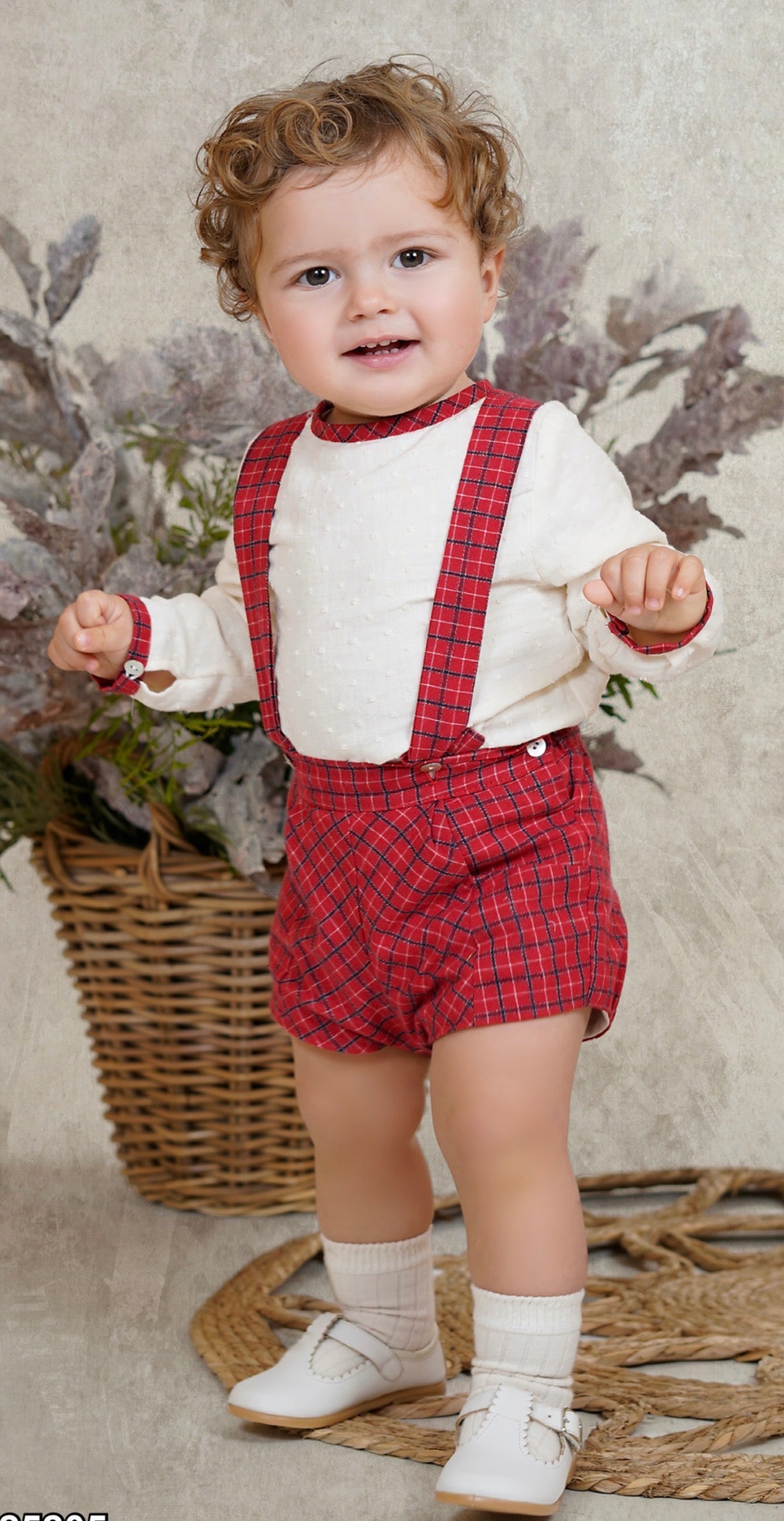 BABY BOY SET OVERALLS RED