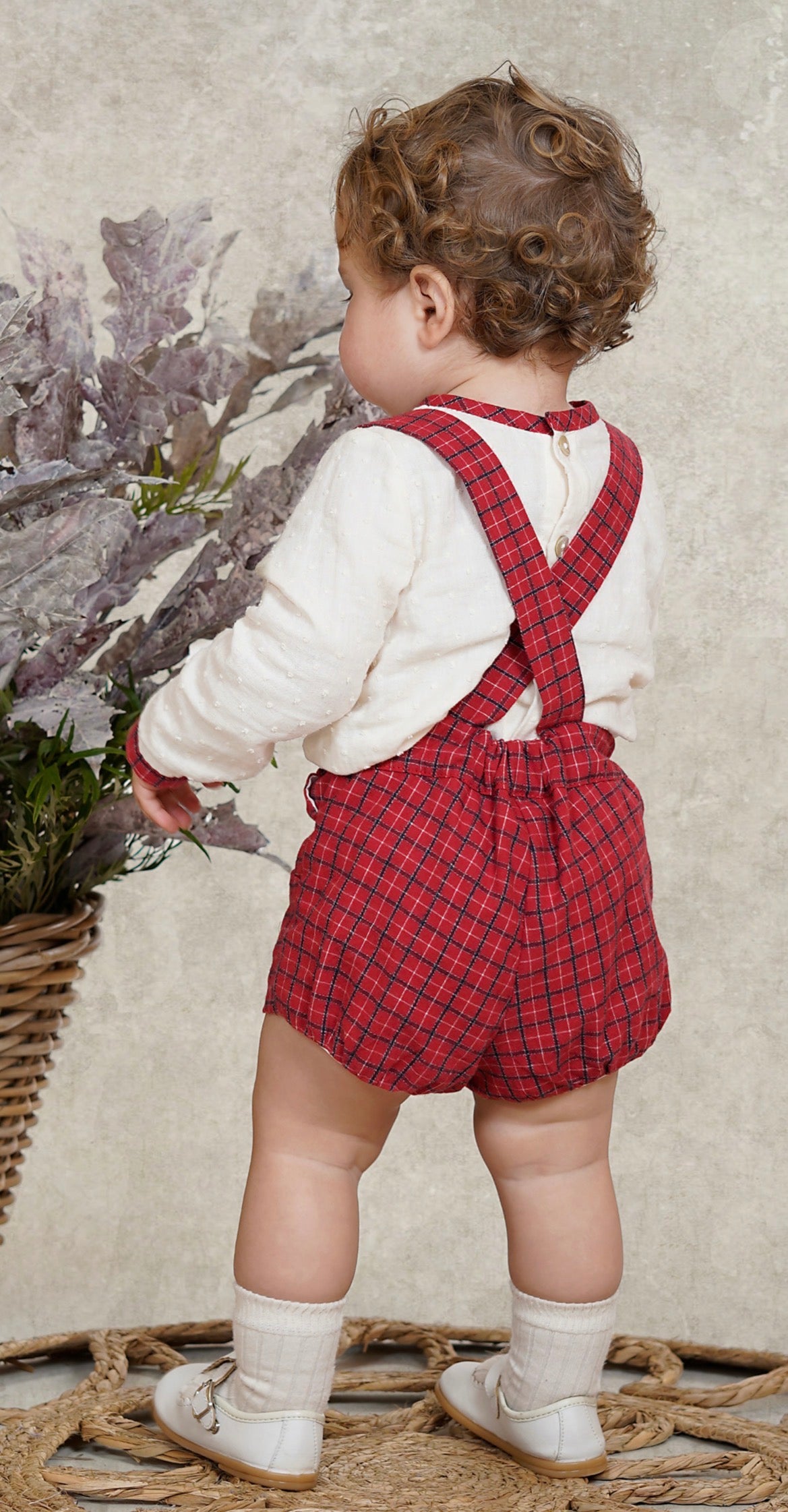 BABY BOY SET OVERALLS RED