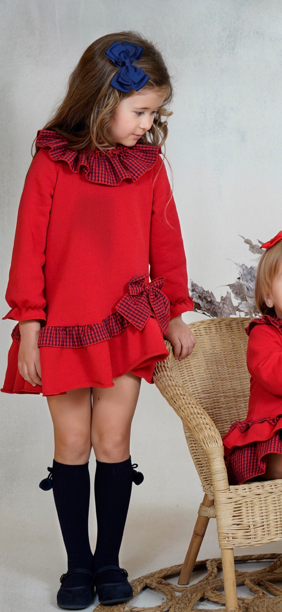 GIRL DRESS RED/BOW