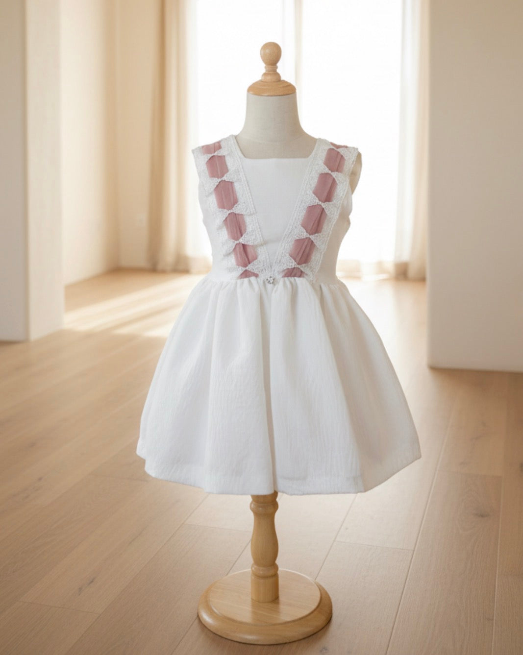 GIRL DRESS WHITE AND PINK TULLE