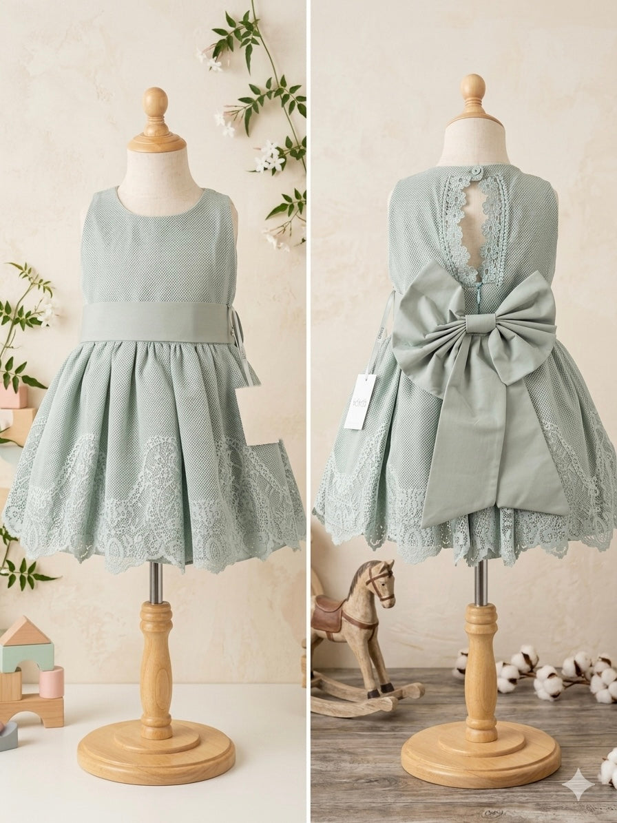 GIRL GREEN DRESS CEREMONY EMBROIDERY