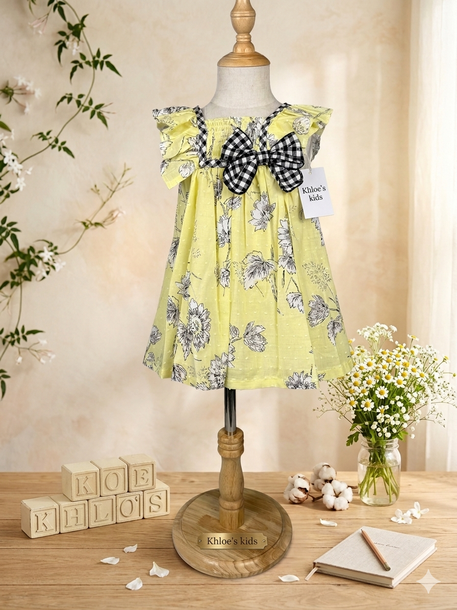 GIRL DRESS YELLOW FLOWER