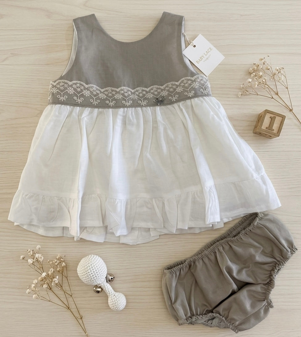 BABY SET PEARL AND BEIGE LINEN
