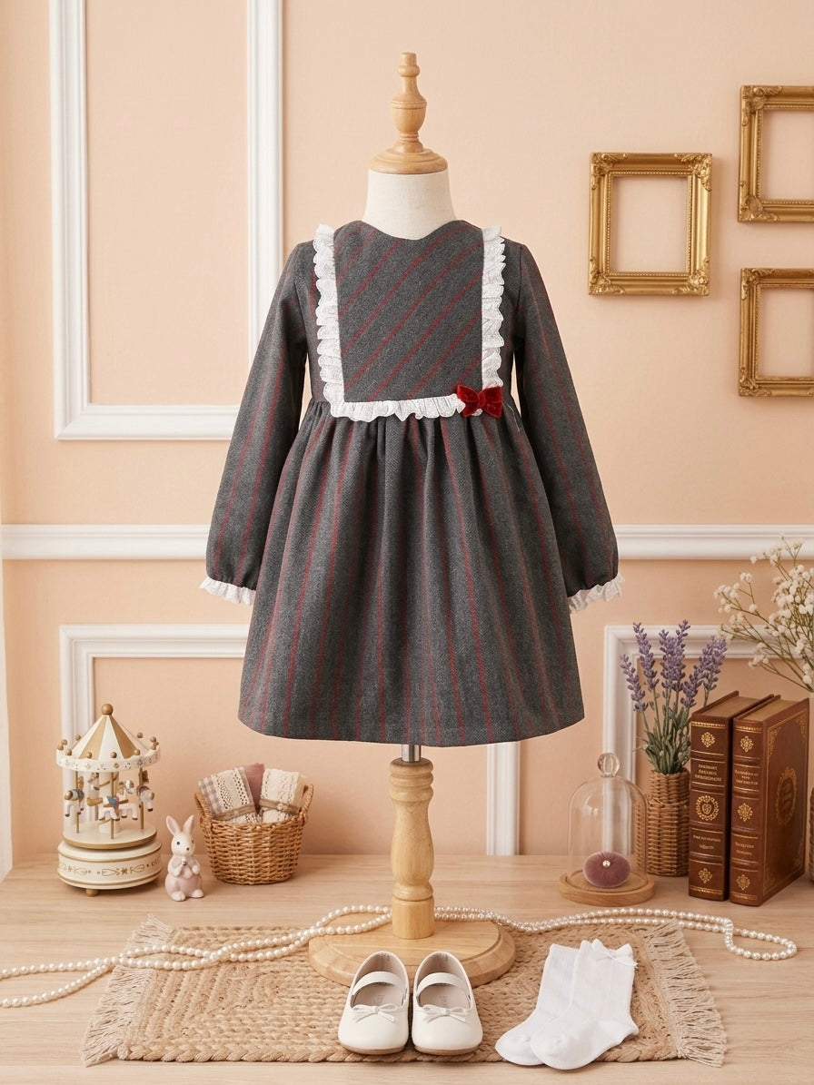 GIRL DRESS GREY/VELVET