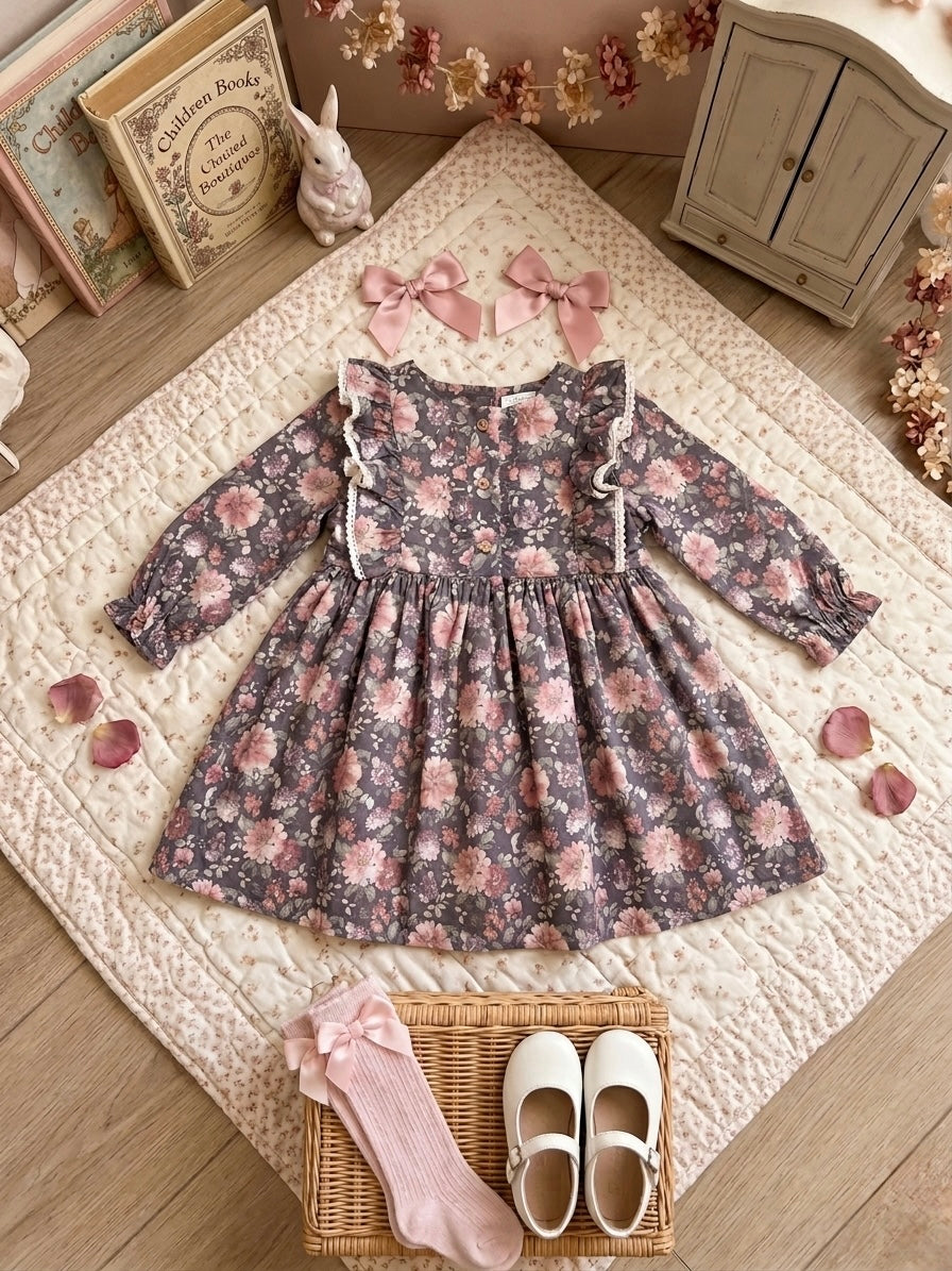 GIRL DRESS FLOWERS PURPLE