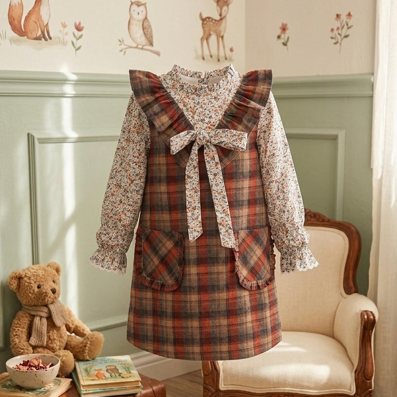 GIRL DRESS FLOWERS/SQUARES