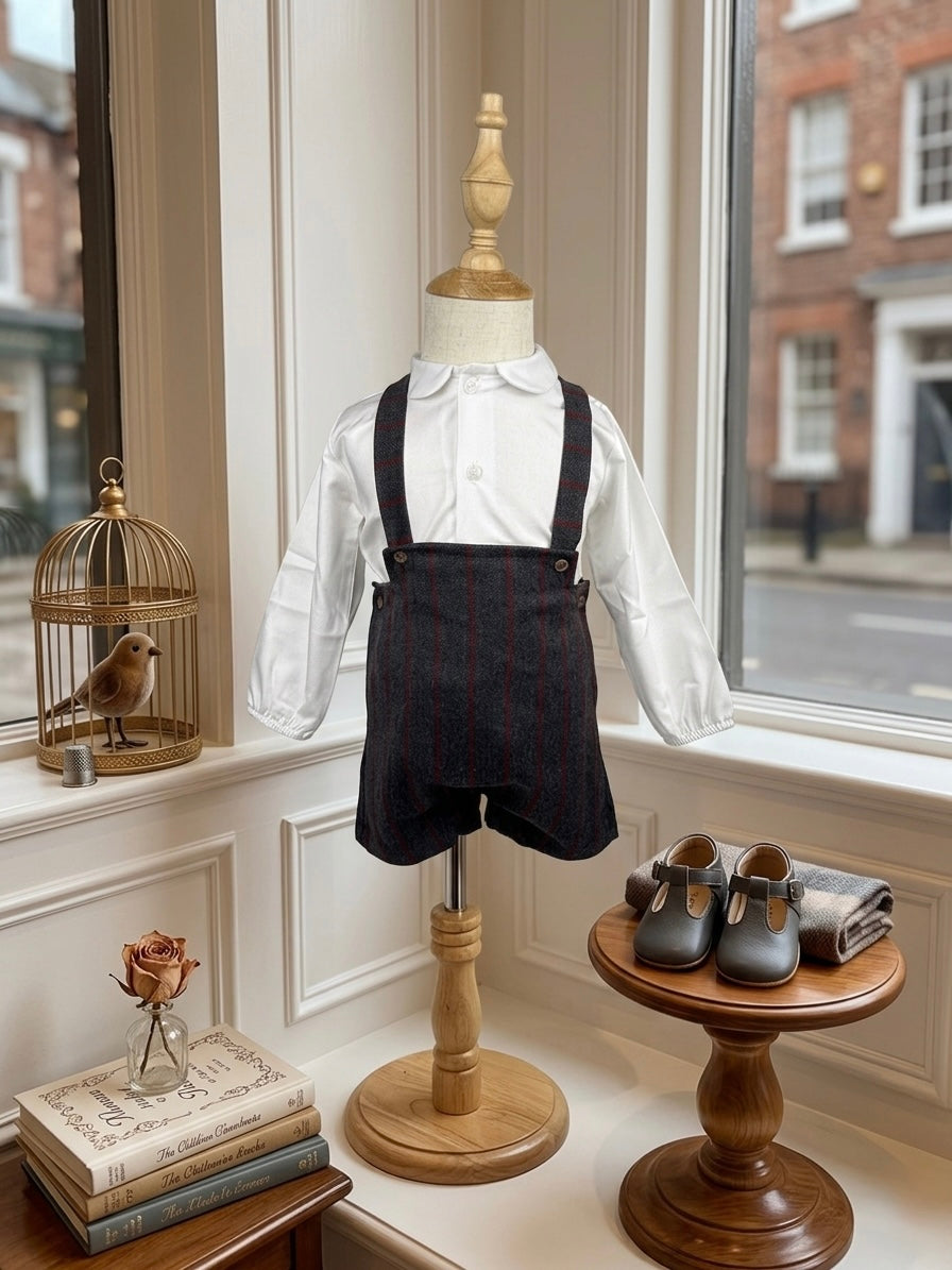 BABY BOY SET OVERALL RED/GRAY
