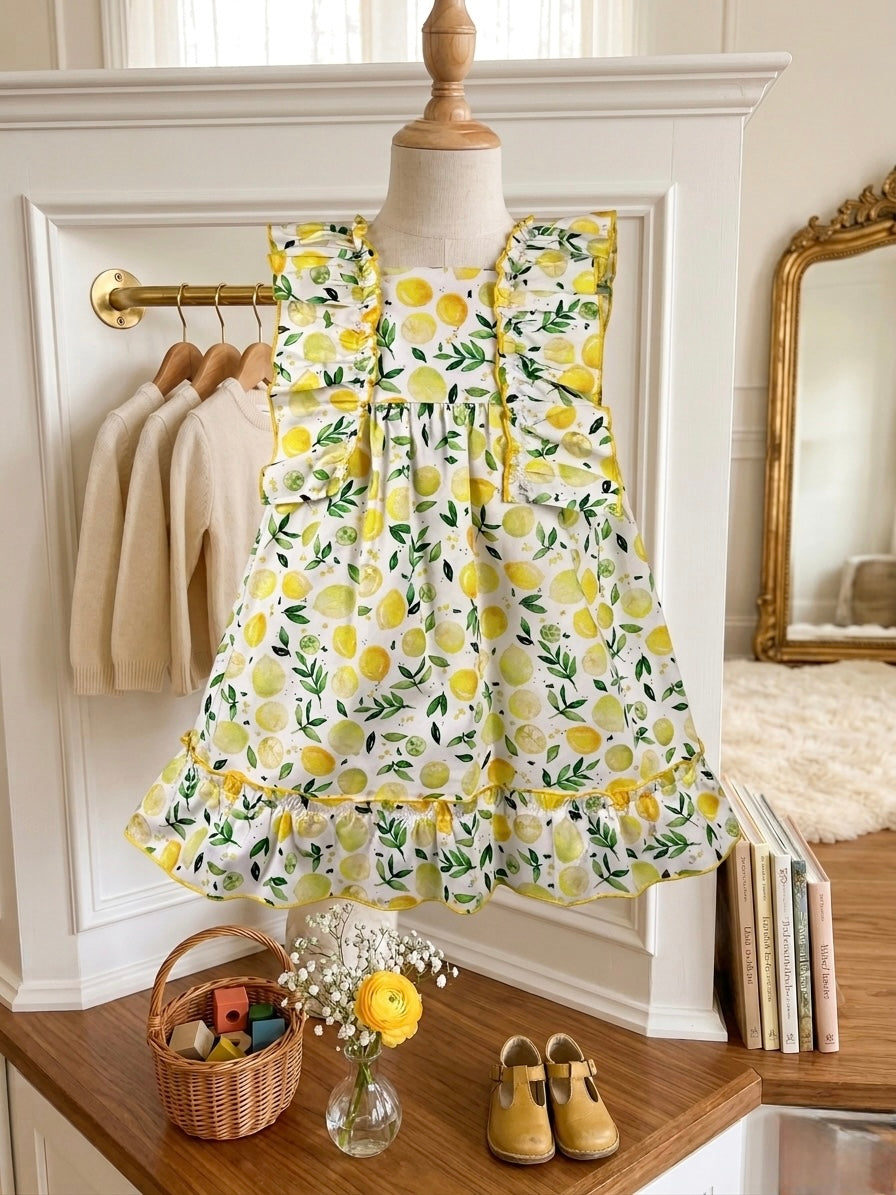 GIRL DRESS YELLOW LEMON