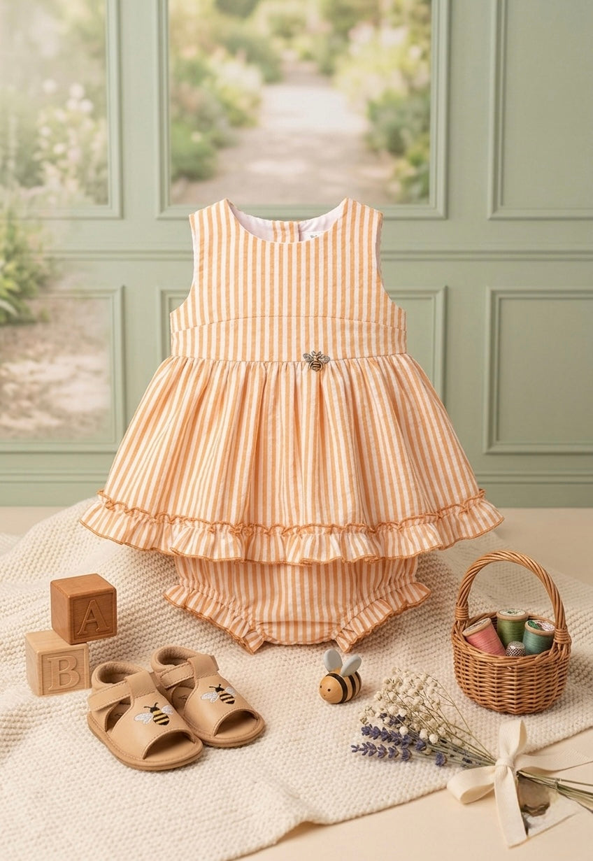 BABY ORANGE STRIPED SET