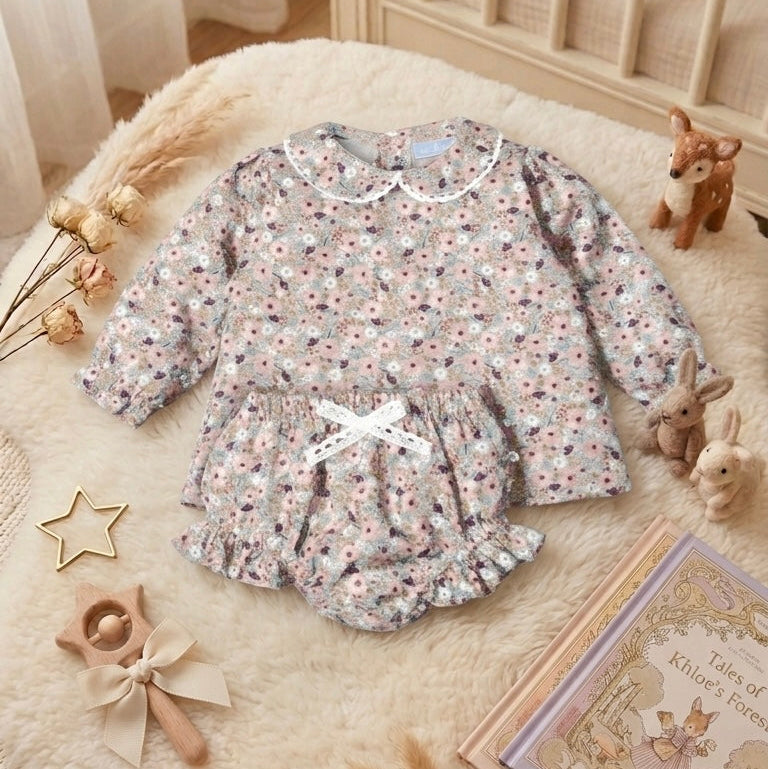 BABY SET PINK FLOWERS