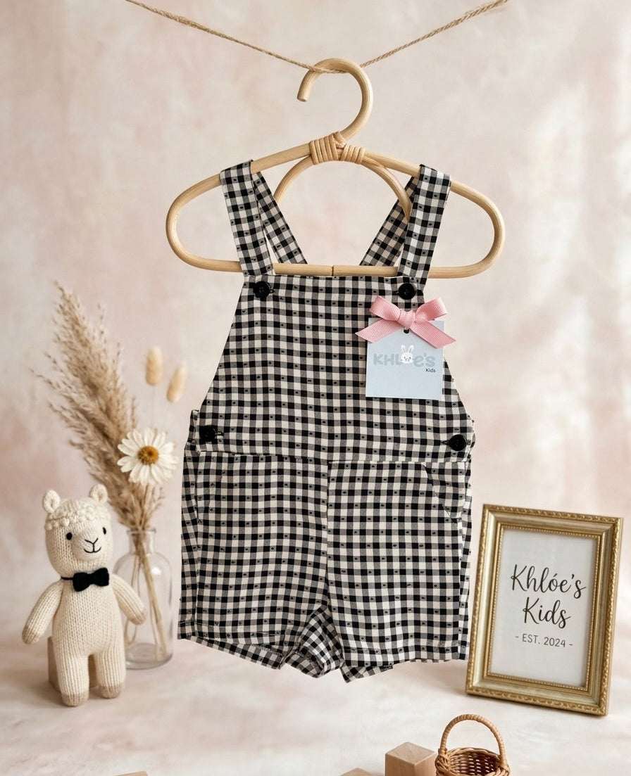 BLACK PLAID ROMPER
