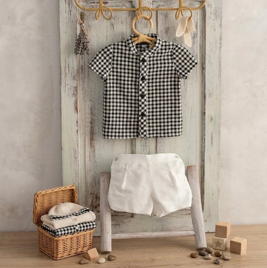 BABY BOYS SET BLACK PLAID