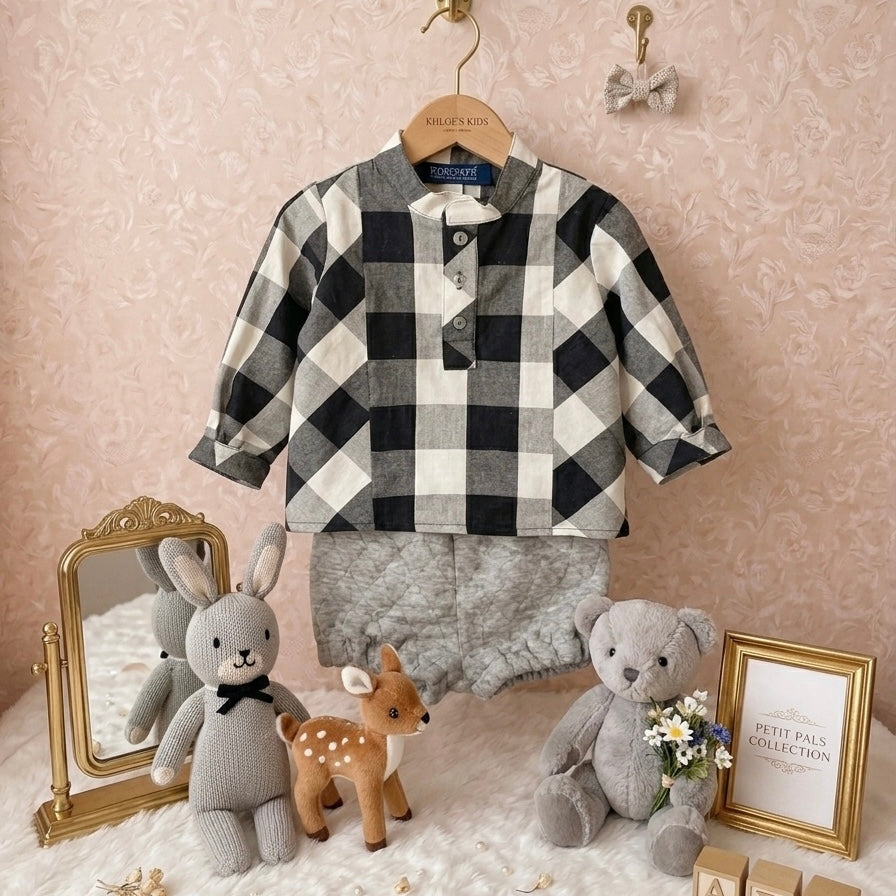 BOY SET GRAY BLACK SQUARES