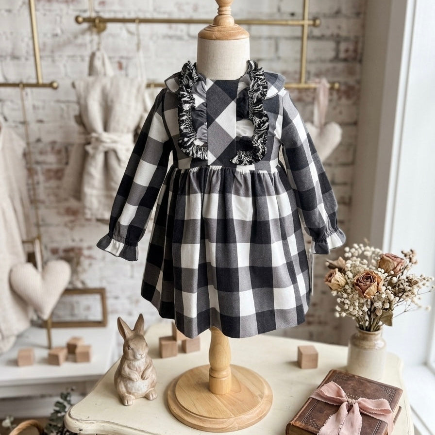 BABY DRESS GRAY BLACK
