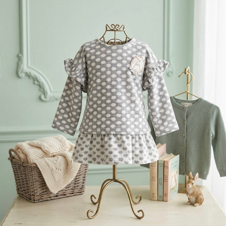 GIRL DRESS GRAY POLKA DOT