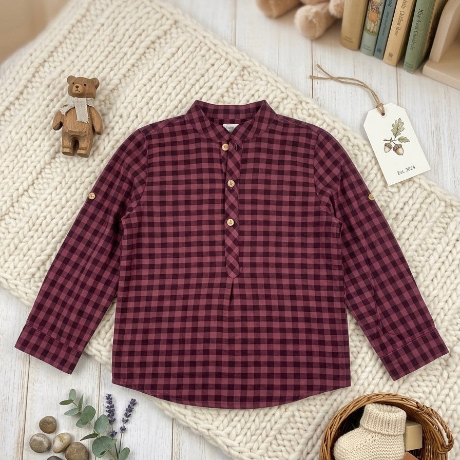 BOYS LONG SLEEVE SHIRT WINE