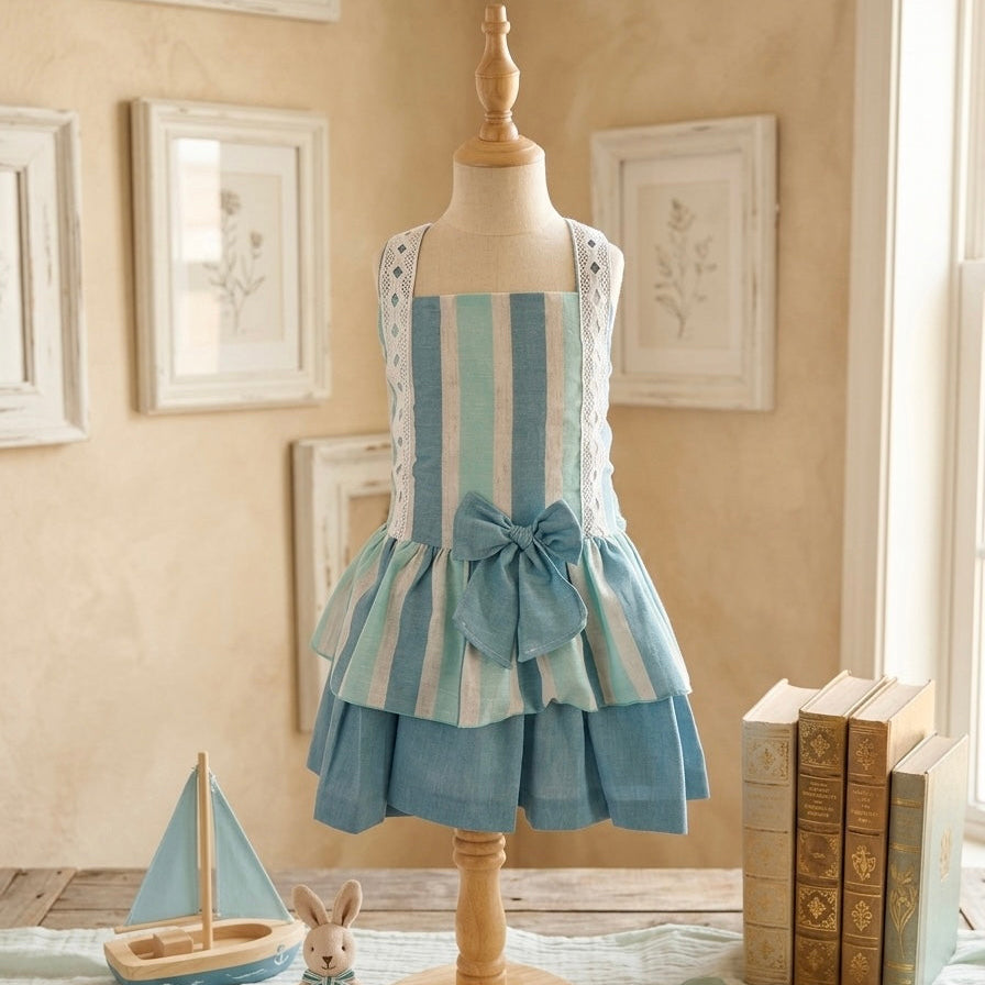 GIRL DRESS SKY BLUE RUFFLE FIRST