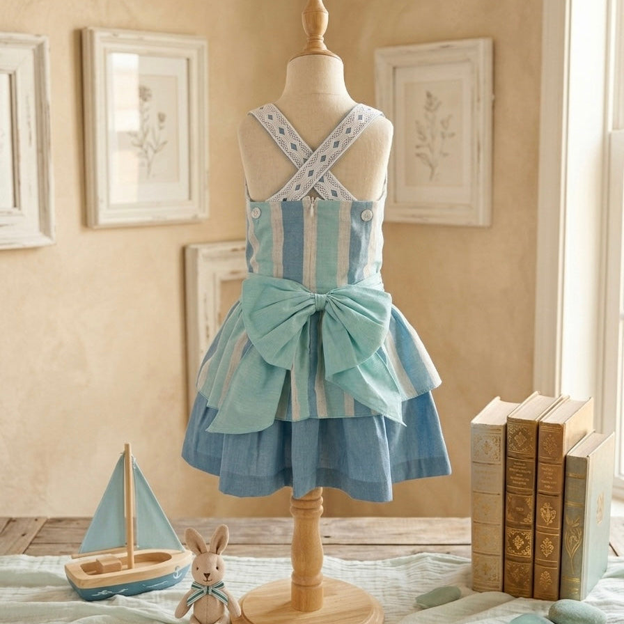 GIRL DRESS SKY BLUE RUFFLE FIRST