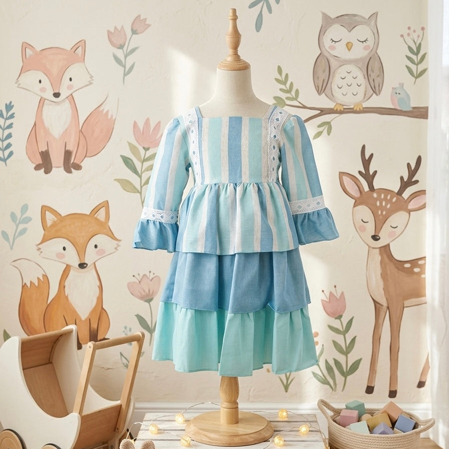 GIRL DRESS SKY BLUE RUFFLE SECOND