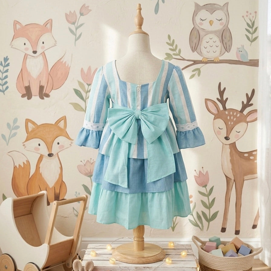 GIRL DRESS SKY BLUE RUFFLE SECOND