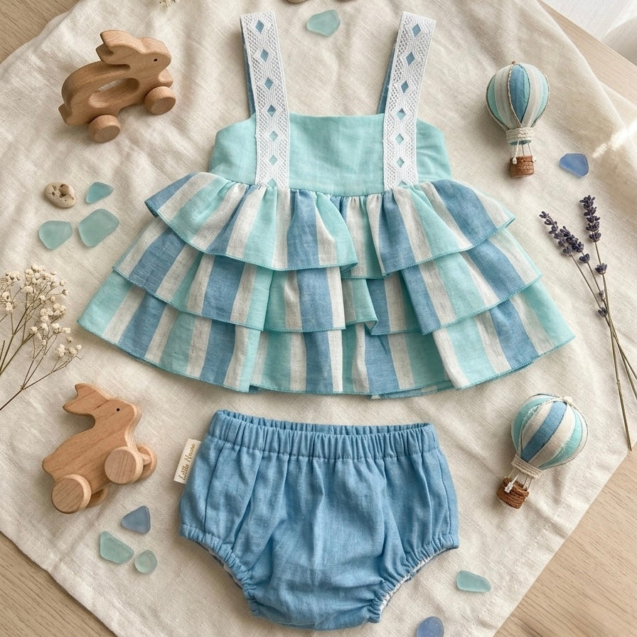 BABY SKY BLUE RUFFLE SET