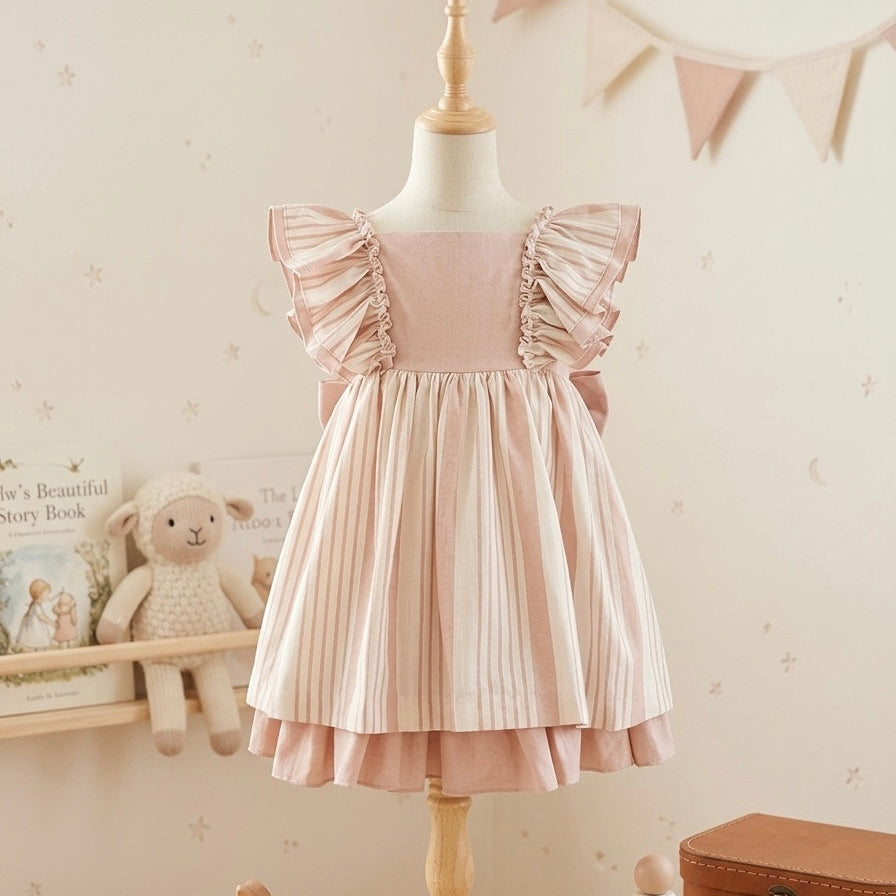CORAL LINEN GIRL DRESS