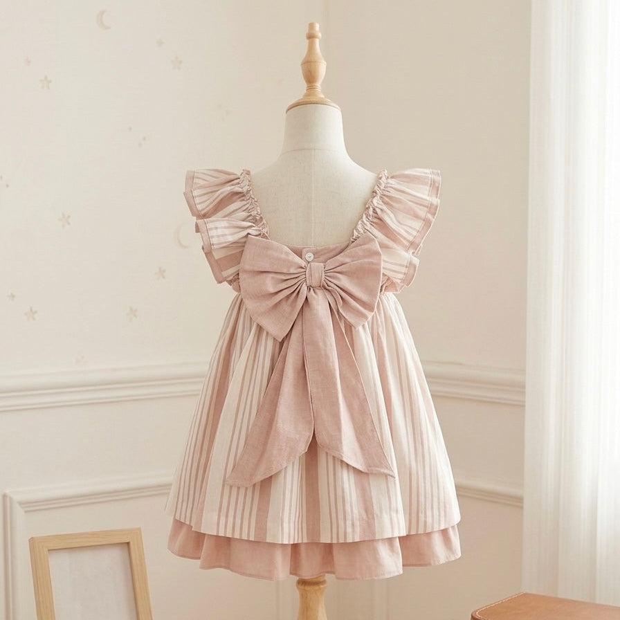CORAL LINEN GIRL DRESS