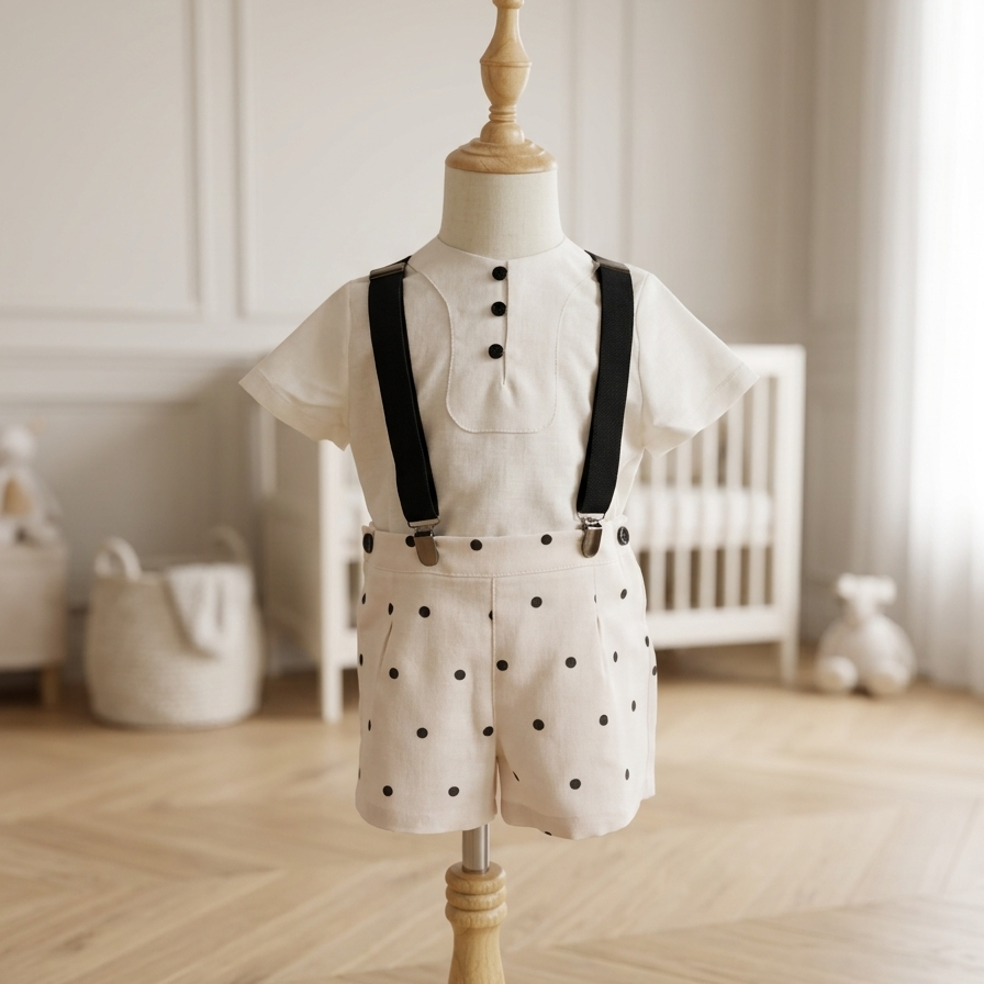 POLKA CREM/BLACK SET BOYS