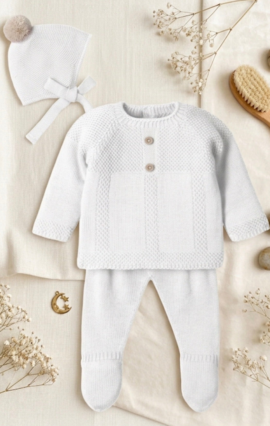 NEWBORN LONG BUTTON SET 3PC (3 Colores)