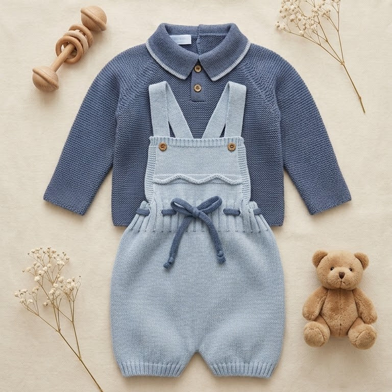 CLASSIC TWO-PIECE KNIT SET BLUE
