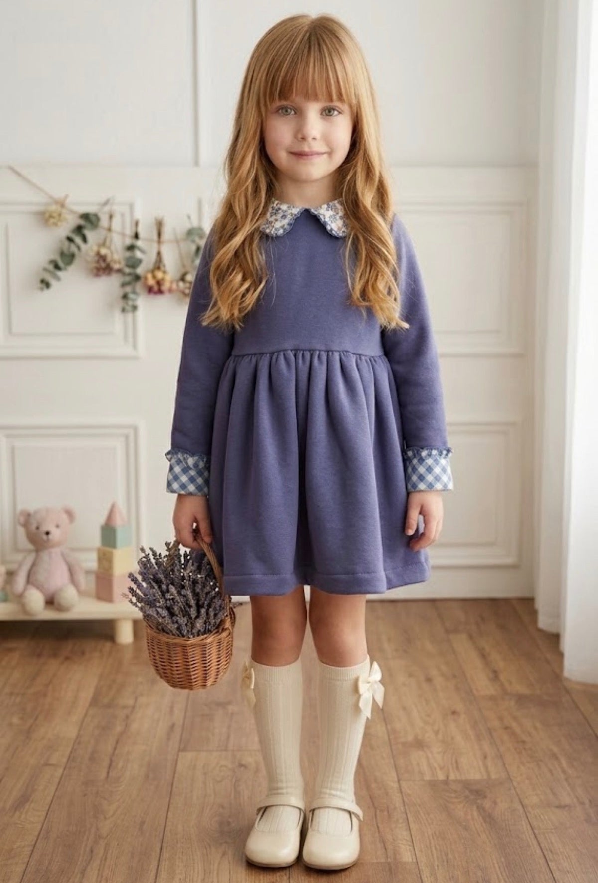 GIRL DRESS BLUE FLOWERS
