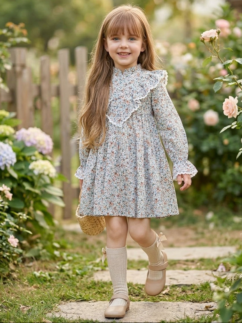 GIRL DRESS SUBTLE FLOWERS