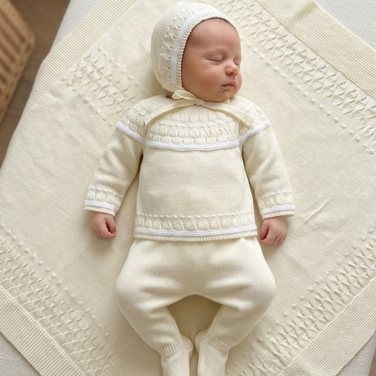 YELLOW CLOUD BABY SET WITH BLANKET (4PC)