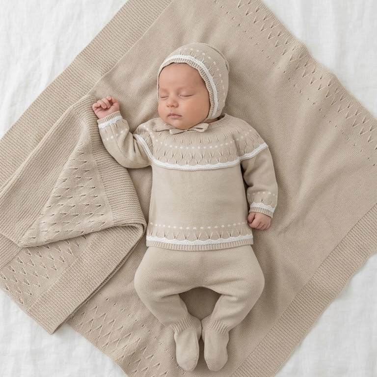 BROWN CLOUD BABY SET WITH BLANKET (4PC)