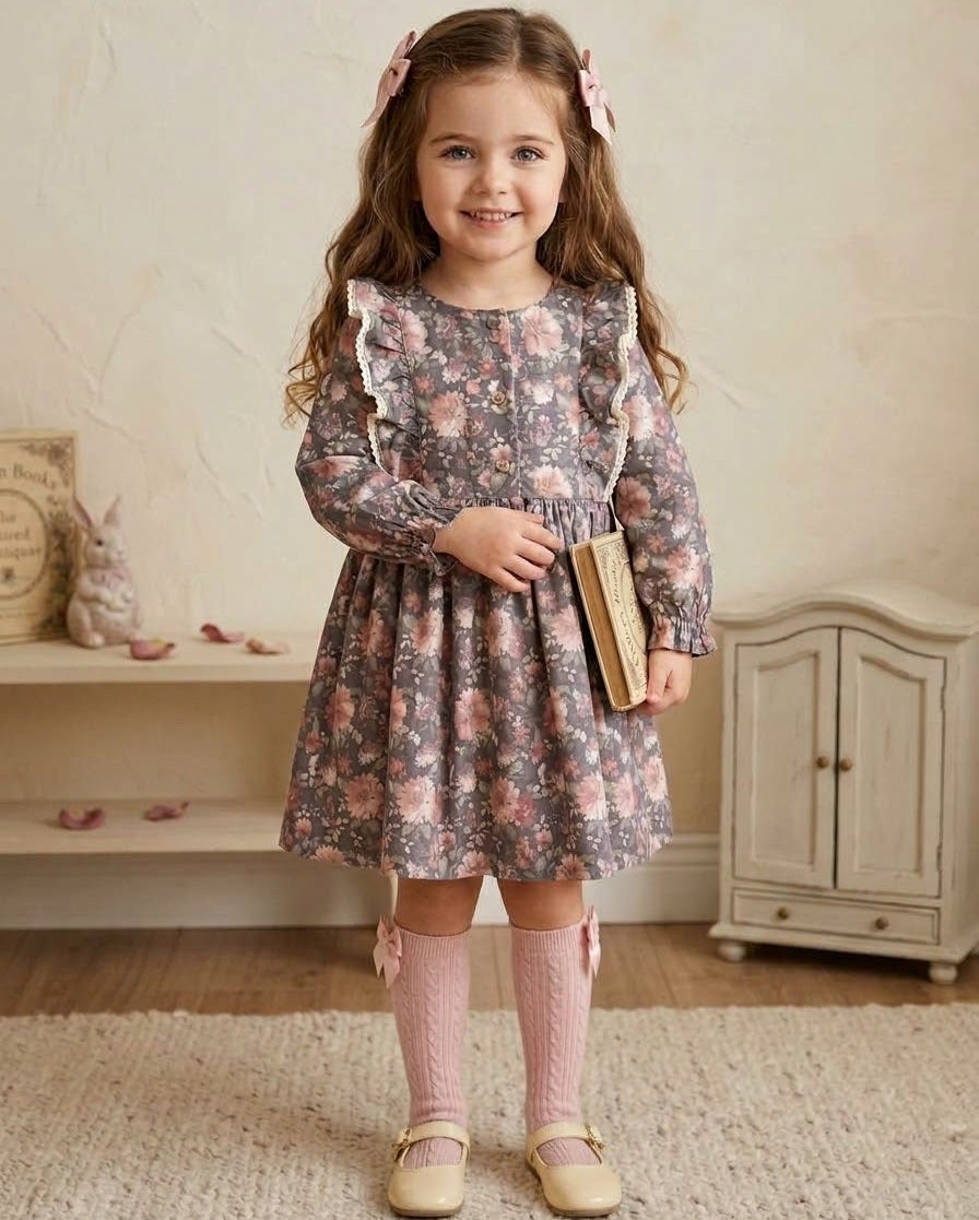 GIRL DRESS FLOWERS PURPLE
