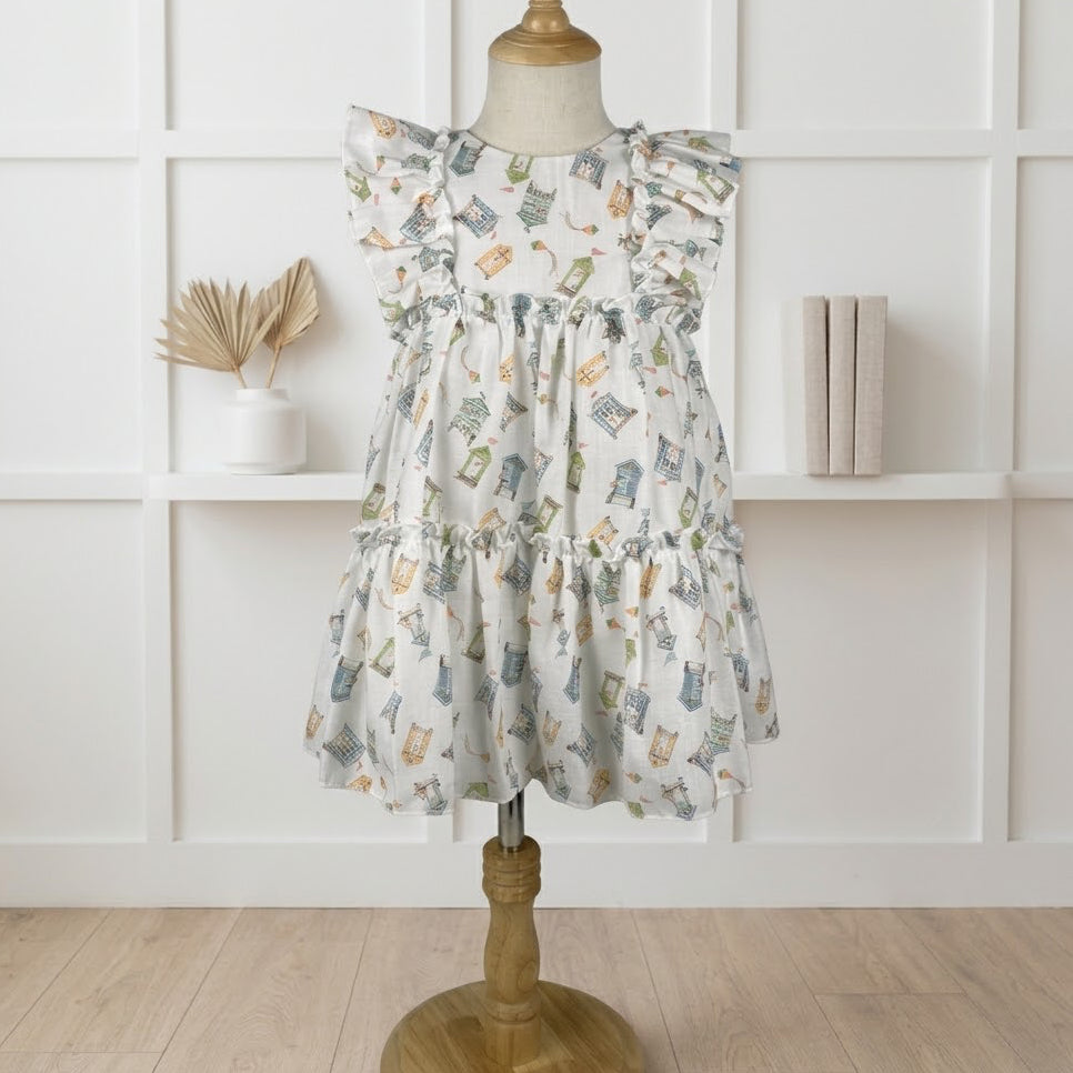 GIRL DRESS WHITE WITH RUFFLE