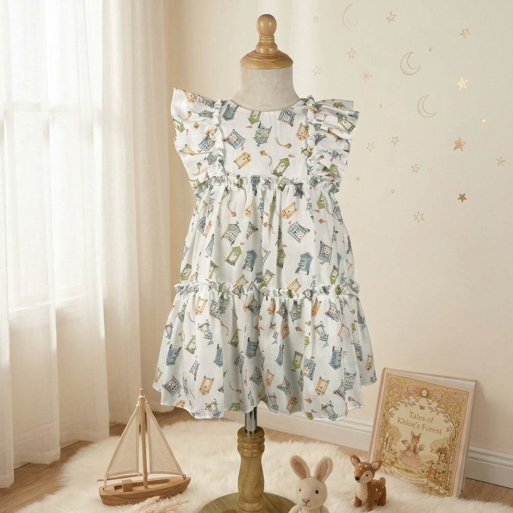 GIRL DRESS WHITE WITH RUFFLE