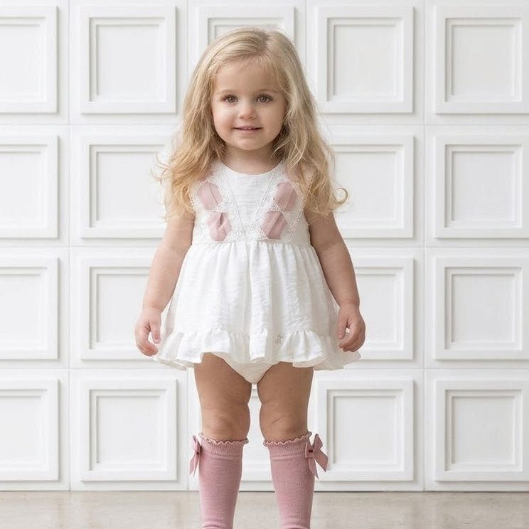 BABY GIRL SET WHITE BRAIDED PINK