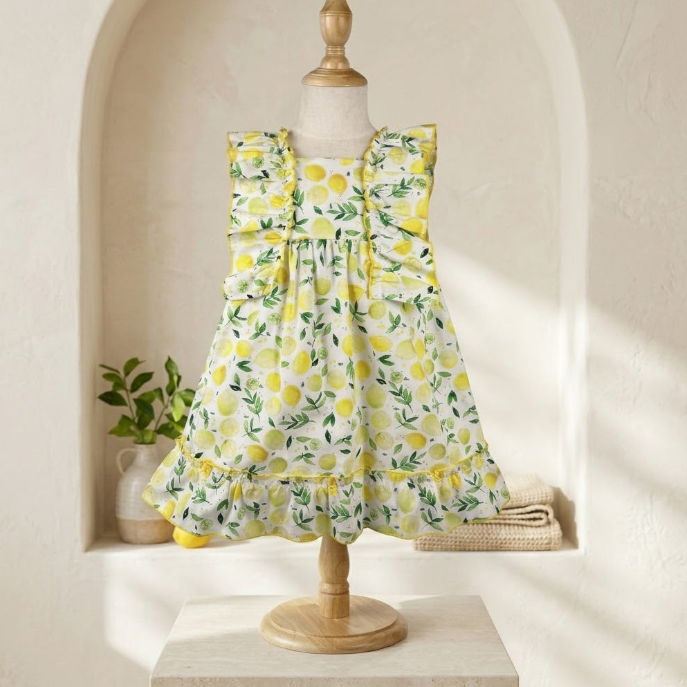 GIRL DRESS YELLOW LEMON