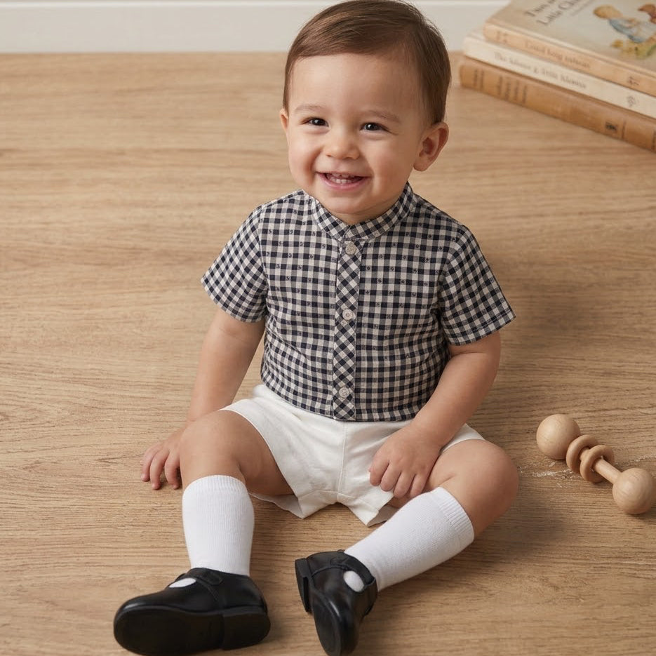 BABY BOYS SET BLACK PLAID