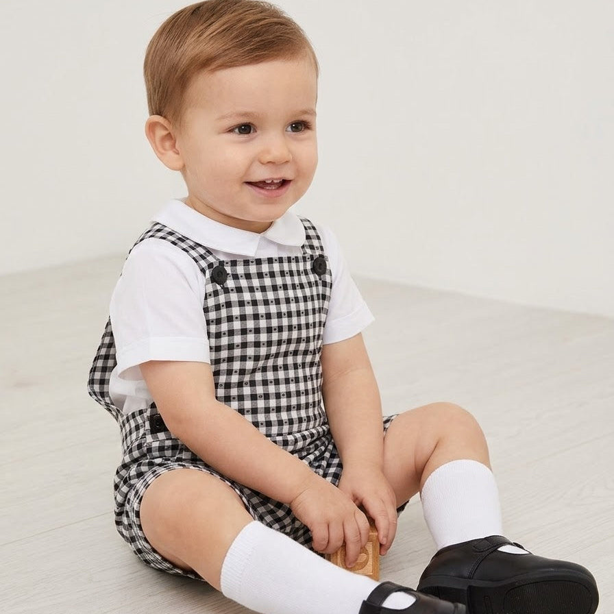 BLACK PLAID ROMPER