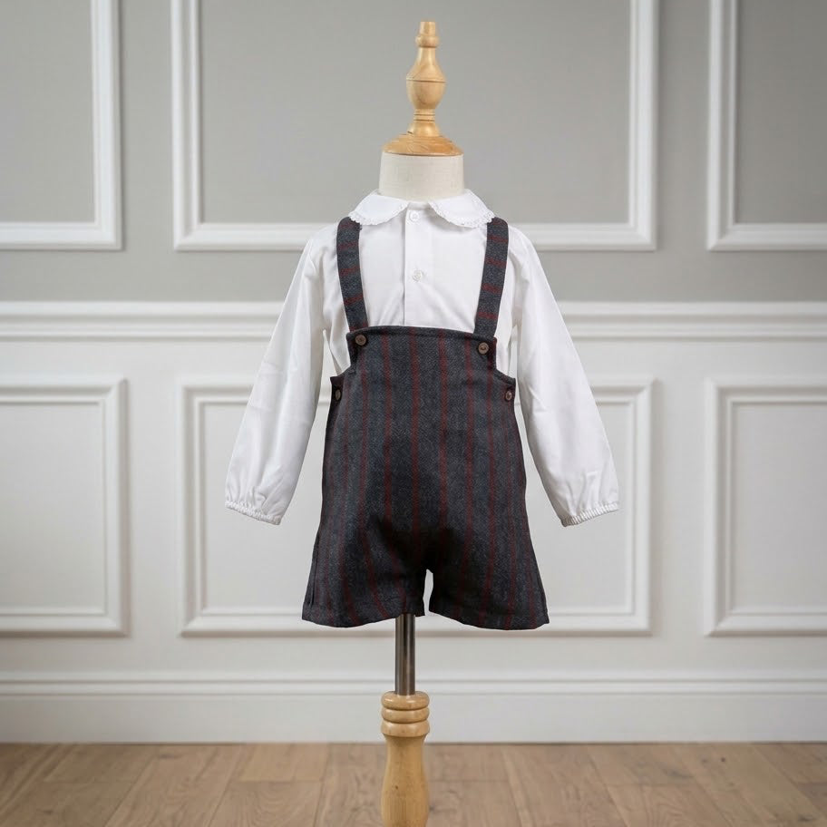 BABY BOY SET OVERALL RED/GRAY
