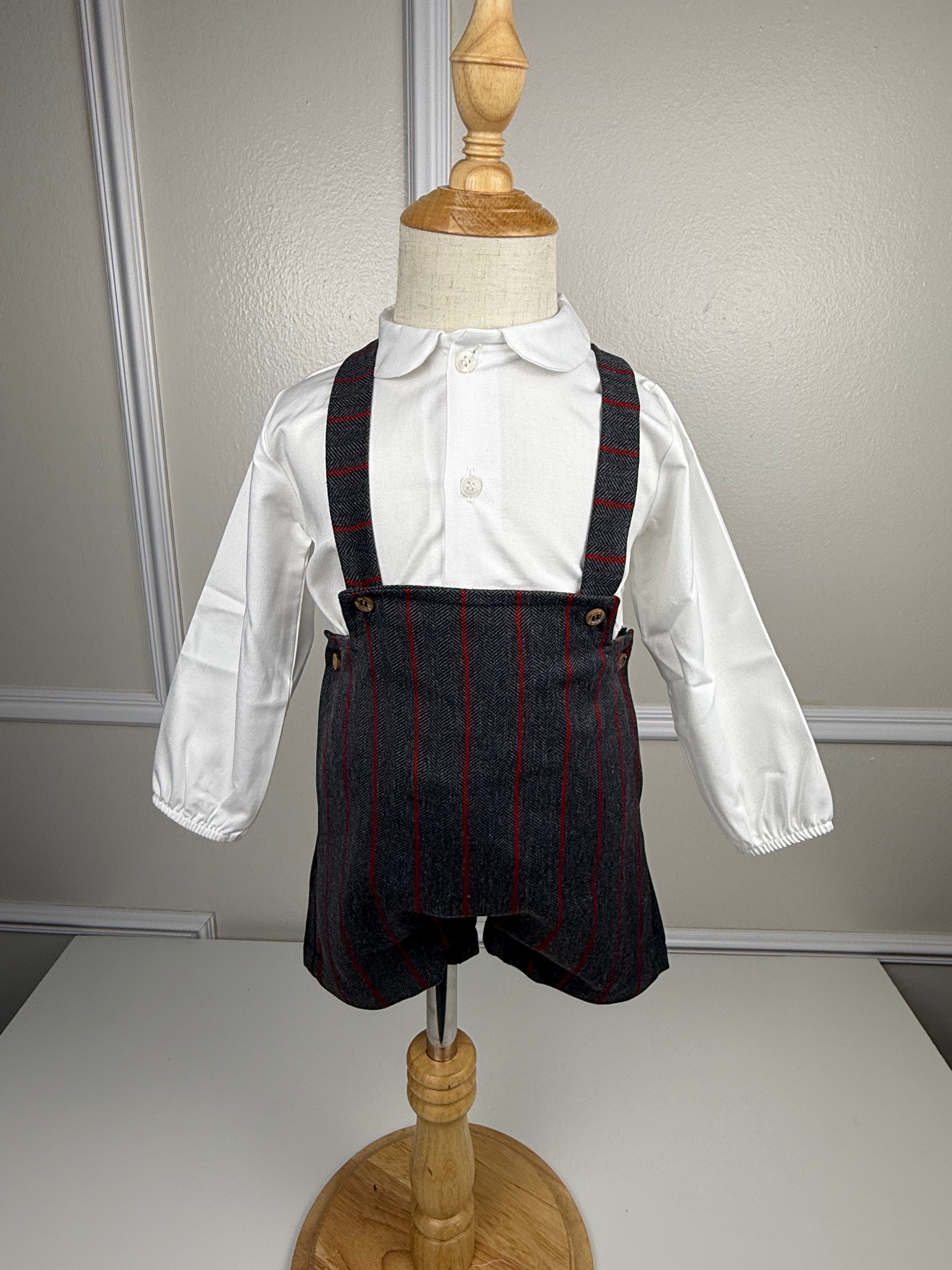 BABY BOY SET OVERALL GREY/VELVET