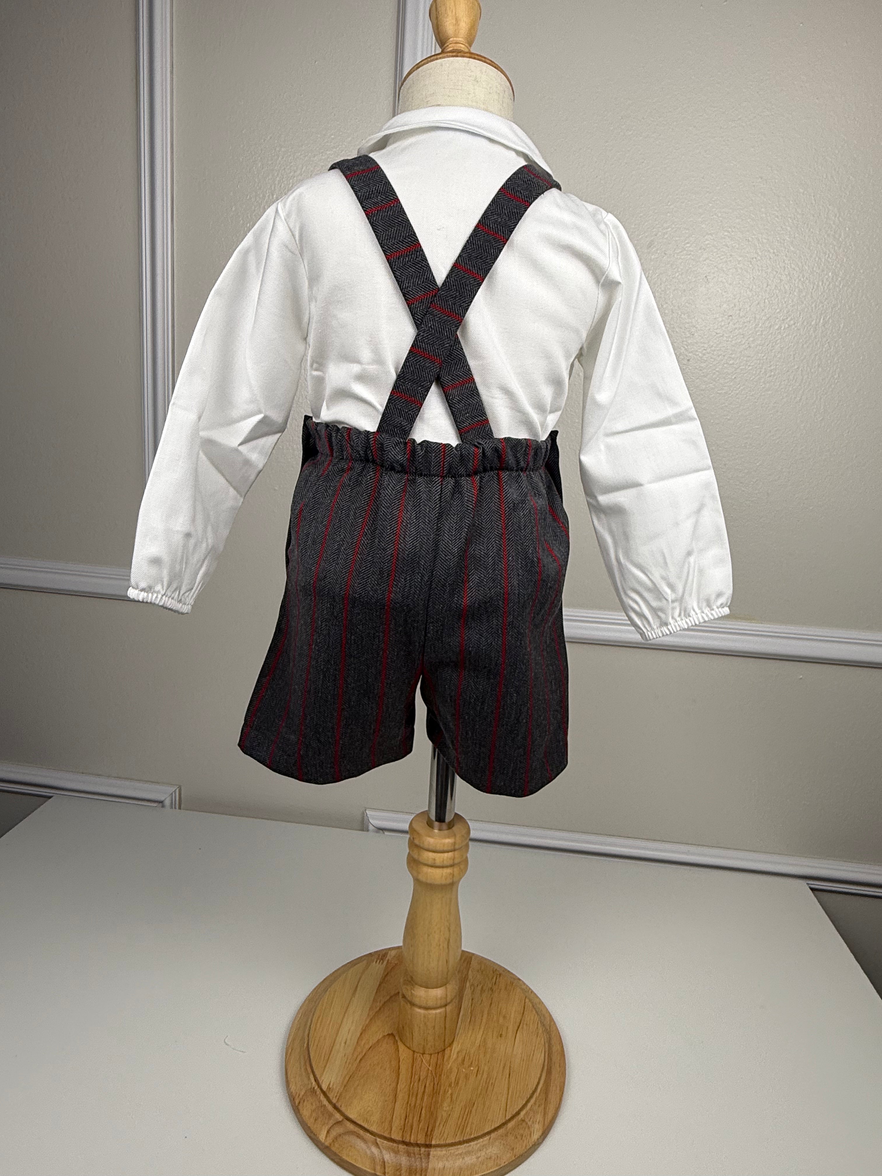 BABY BOY SET OVERALL GREY/VELVET