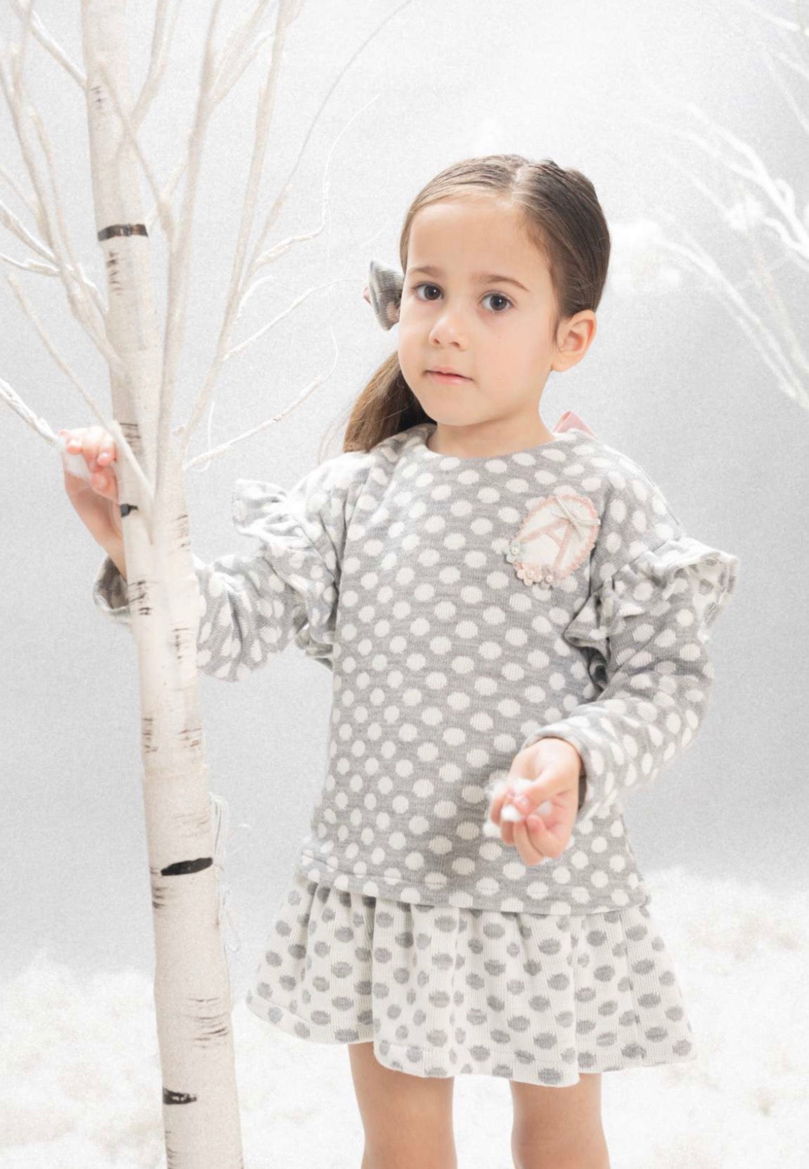 GIRL DRESS GRAY POLKA DOT