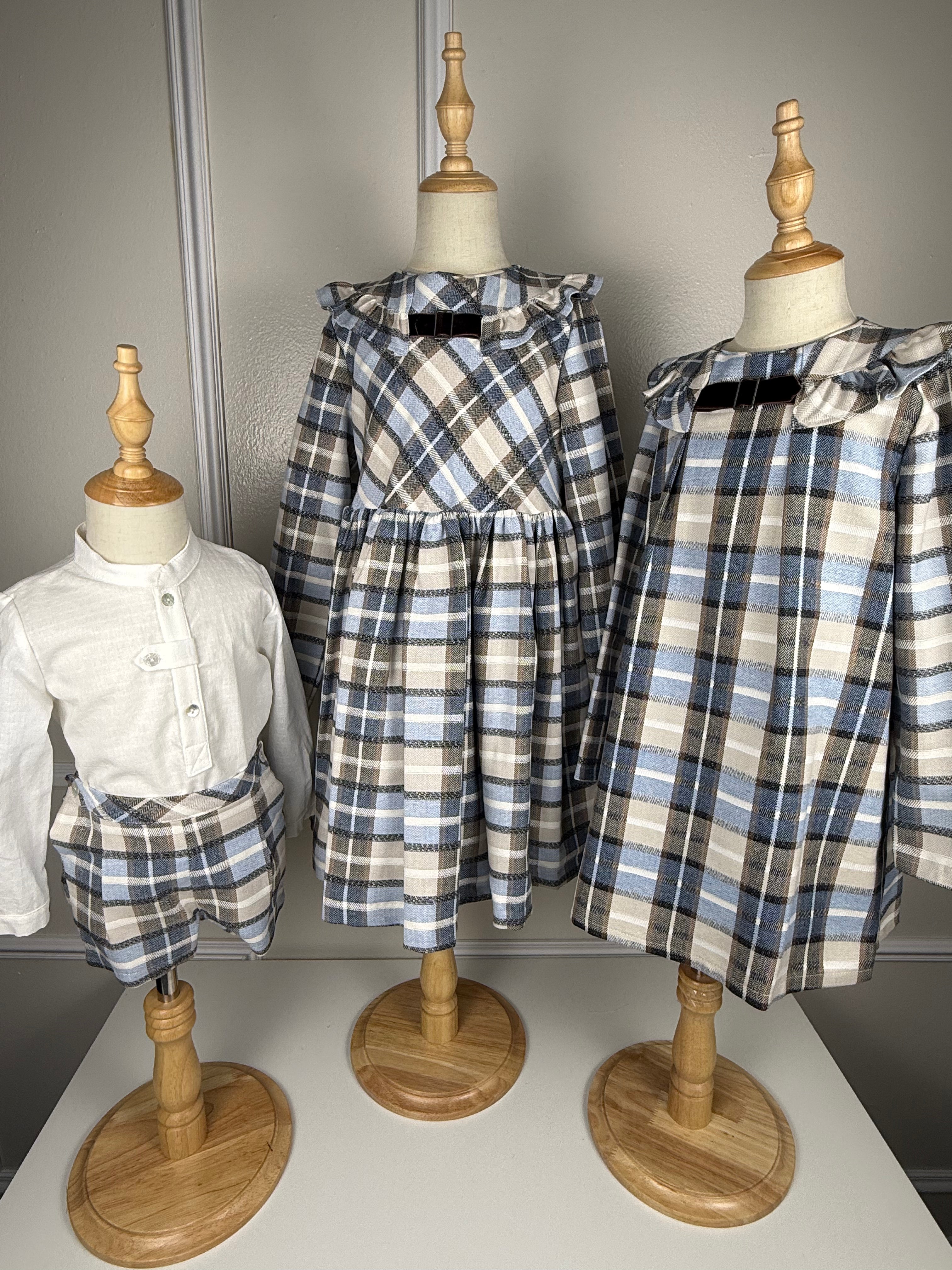 GIRL DRESS BROWN PLAID WITH WAISTBAND