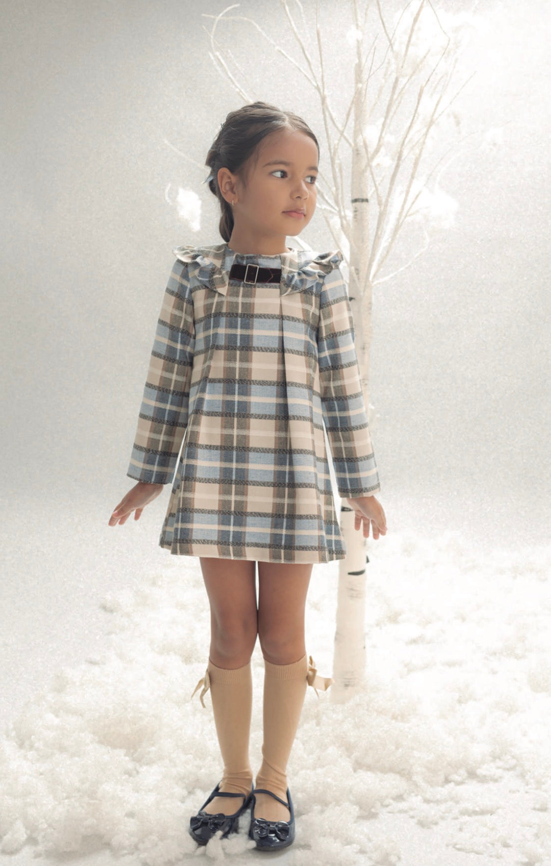 GIRL DRESS BROWN PLAID