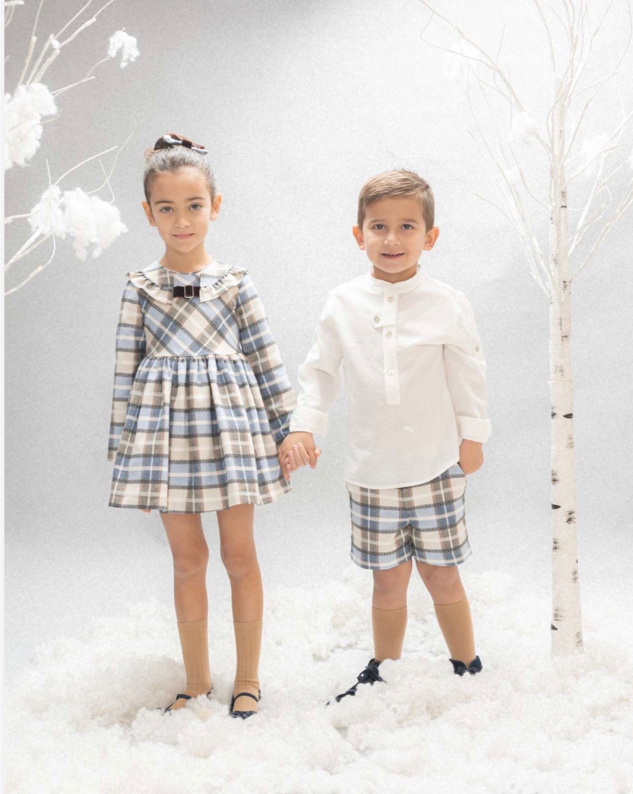 GIRL DRESS BROWN PLAID WITH WAISTBAND